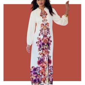 Rust and plum maxidress buttons and sleeves